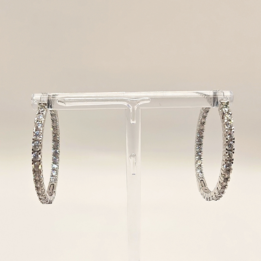 Elegant Eternity Style Silvertone Hoop Earrings